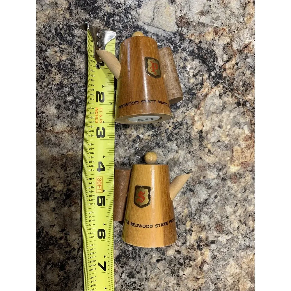 Vintage Souvenir Salt & Pepper Shaker Redwood State Park CA Cowell Mini Coffee